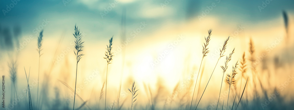 Dreamy Blurred Photograph of Tall Grass in the Foreground with a Soft Sky Background and Muted Colors Creating a Serene and Ethereal Atmosphere. Generative AI Dreamy Blurred Photograph of Tall Grass in the Foreground with a Soft Sky Background and Muted Colors Creating a Serene and Ethereal Atmosphere. Generative AI