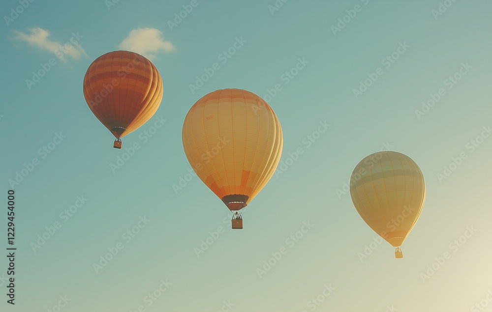 Colorful balloons flying in the sky on a sunny day. Vintage color tone. Retro style. Colorful balloons flying in the sky on a sunny day. Vintage color tone. Retro style.