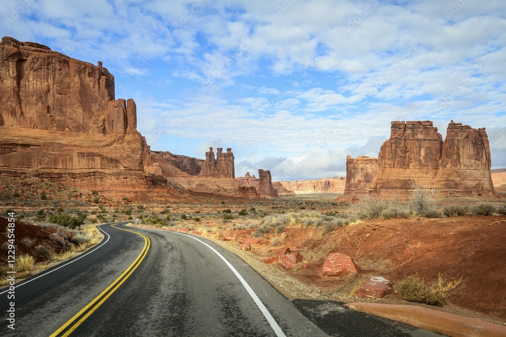 Arches Scenic Drive, Rock formation The Organ, Arches National Park, Utah, USA, North America Arches Scenic Drive, Rock formation The Organ, Arches National Park, Utah, USA, North America