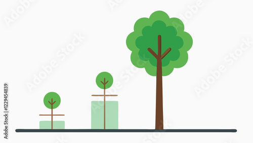 Tree Growth Chart A tree that starts small at the base with its growth rings marked in increasing sizes labeled with different years representing how savings grow over time.