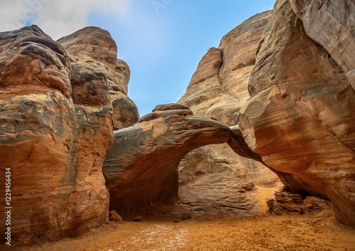 Rock arch, Sand Dune Arch, Arches National Park, near Moab, Utah, USA, North America photo