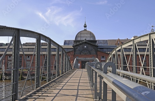 Fischauktionshalle building with a bridge, Altona district, Hamburg, Germany, Europe photo