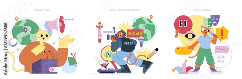 12 Archetypes. Flat Vector Illustration