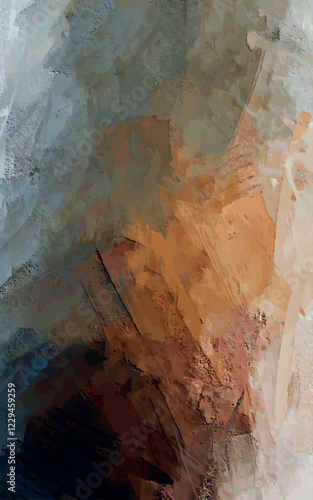 vector vertical brush stroke blended layered shadow wave effect dark faded moss green brown mustard orange to beige and red gradient background square illustration abstract oil paint	
