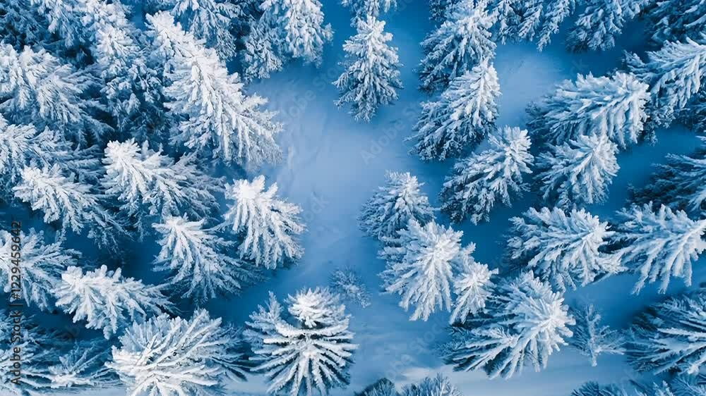 Snow-Covered Trees from Above: Aerial Winter Forest Landscape Snow-Covered Trees from Above: Aerial Winter Forest Landscape