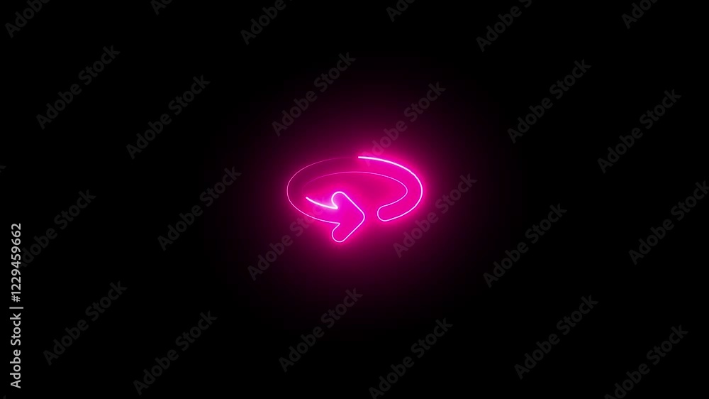 Neon video 360 icon glowing black background animation Neon video 360 icon glowing black background animation