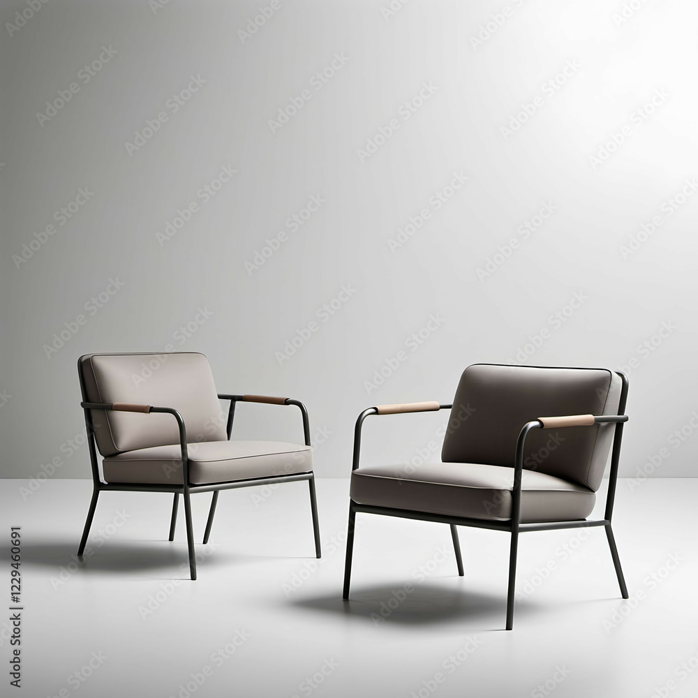 Minimalist Armchair – A chair with a thin metal or wood frame and a simple, upholstered cushion in muted tones. Minimalist Armchair – A chair with a thin metal or wood frame and a simple, upholstered cushion in muted tones.