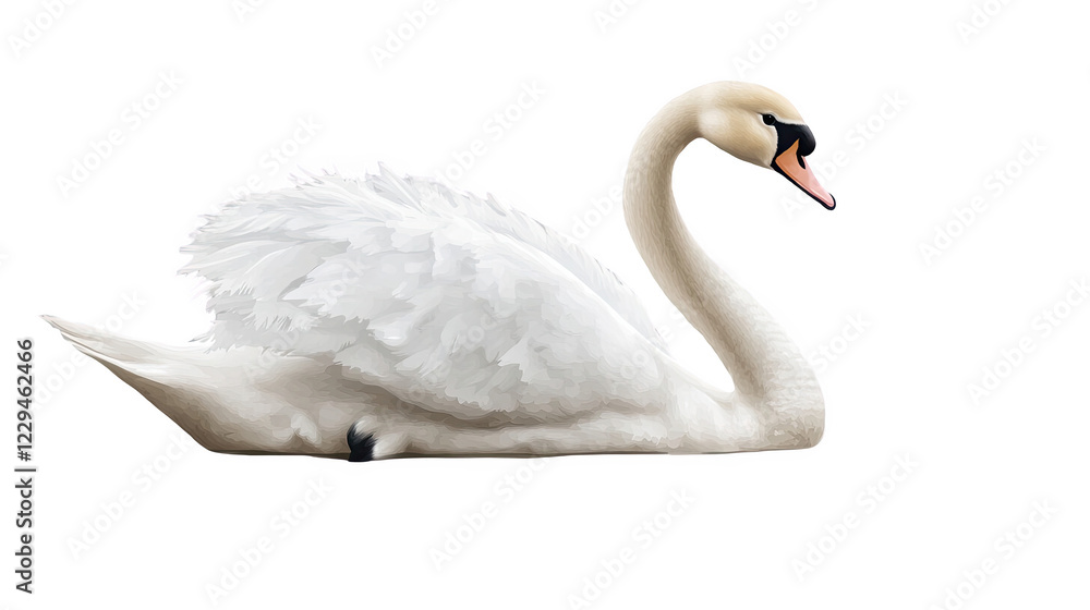 Obraz premium Elegant swan gracefully swimming on tranquil water, showcasing stunning plumage.