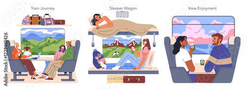 Train Travel. Flat Vector Illustration