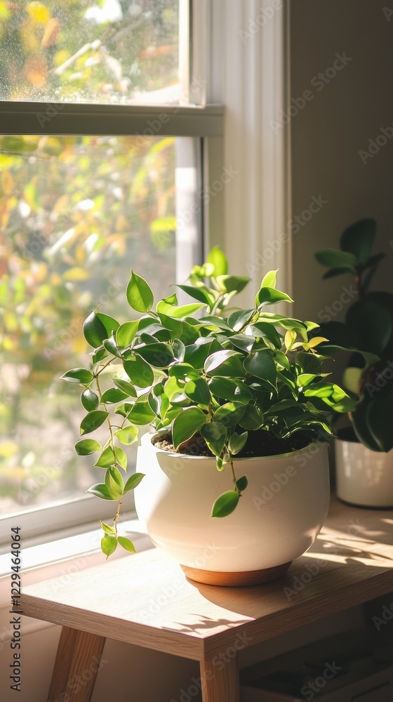 a potted hoya plant by the window in minimalist style of indoor plants a potted hoya plant by the window in minimalist style of indoor plants