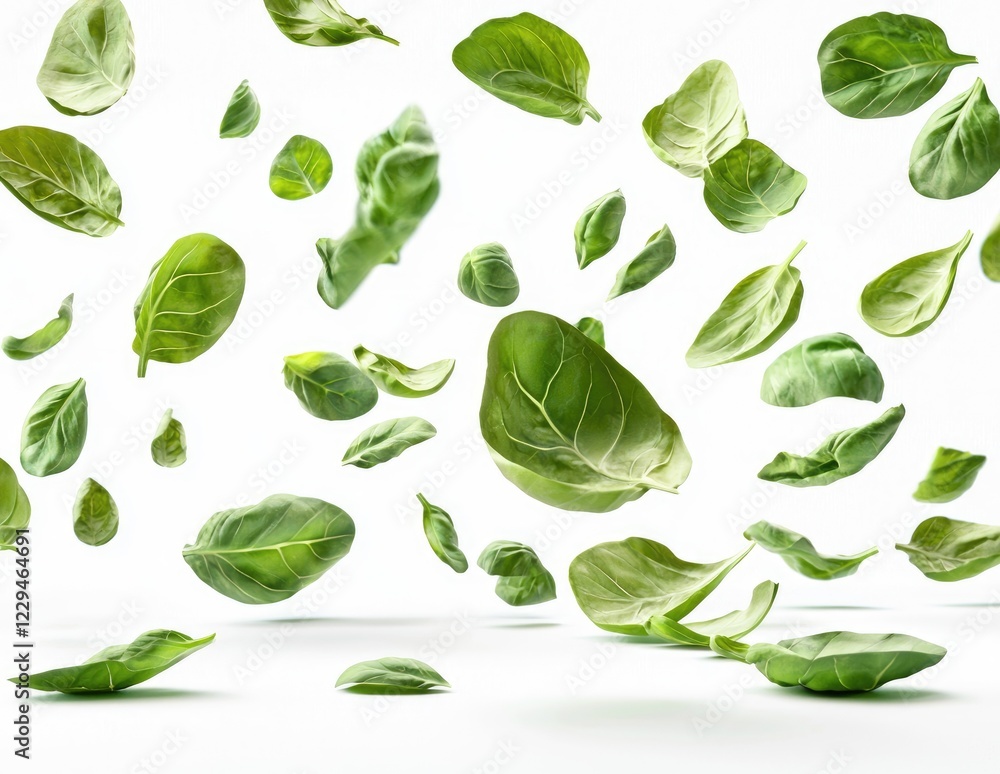 Spinach Leaves in Motion: Fresh, vibrant spinach leaves dance and twirl in mid-air, creating a dynamic and visually captivating display of green. Spinach Leaves in Motion: Fresh, vibrant spinach leaves dance and twirl in mid-air, creating a dynamic and visually captivating display of green.