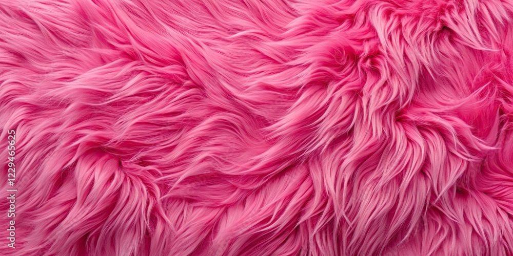 Pink Sheepskin Fur Background - Panoramic Top View Pink Sheepskin Fur Background - Panoramic Top View