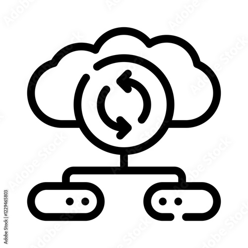 cloud sync line icon