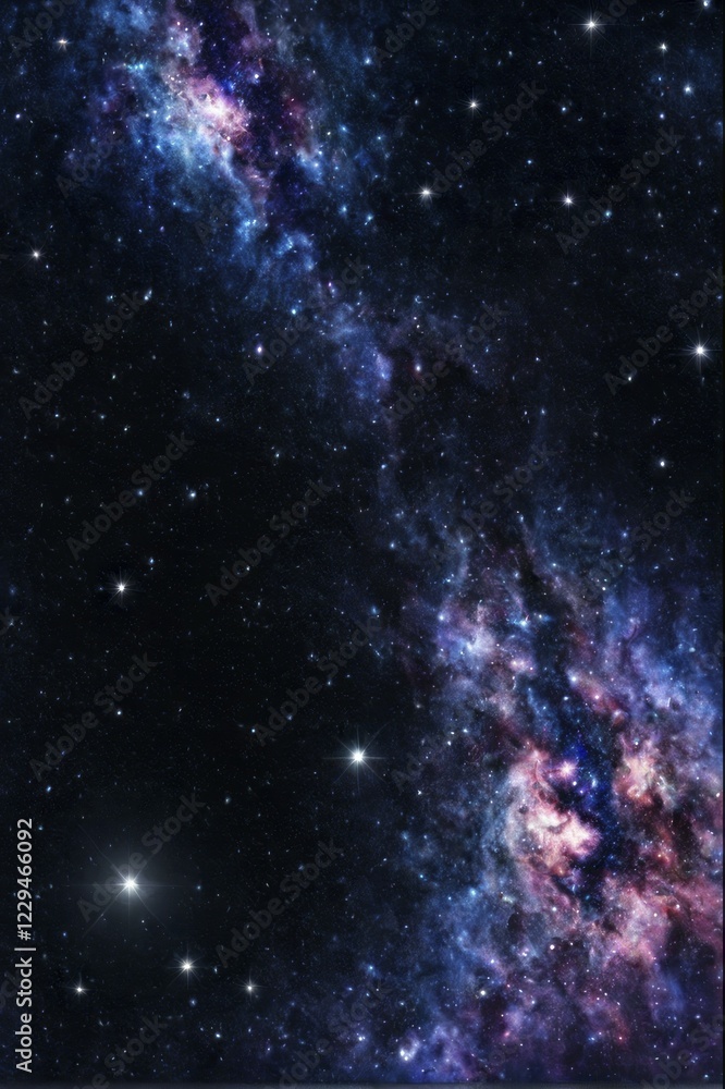 Obraz premium A dynamic section of a nebula with brilliant star clusters and vibrant colors against deep space, AI generated