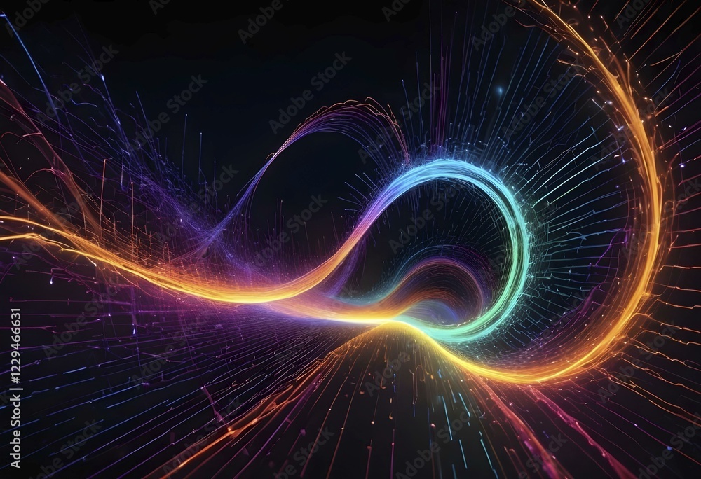 custom made wallpaper toronto digitalColorful light trails in an abstract and dynamic design against a dark background, AI generated