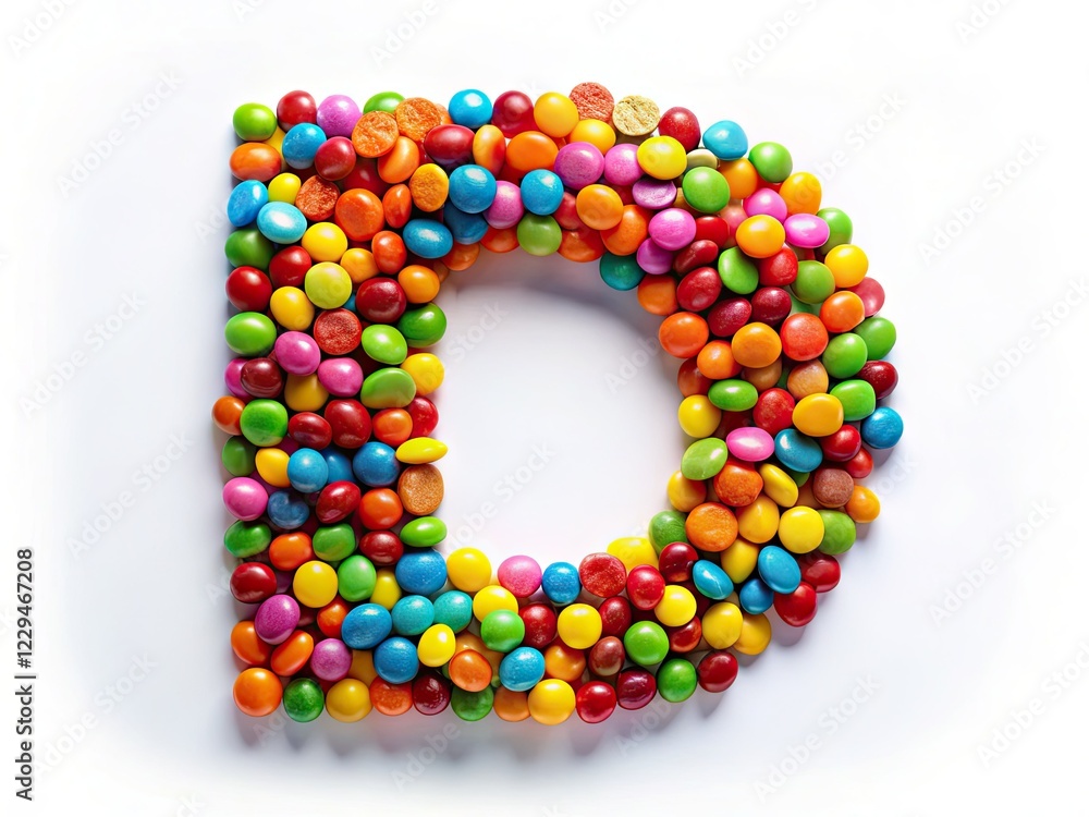 Playful Candy D Letter, Low Light, White Background, AI Photo Playful Candy D Letter, Low Light, White Background, AI Photo