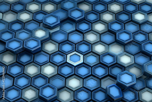 3D Render of Blue and White...