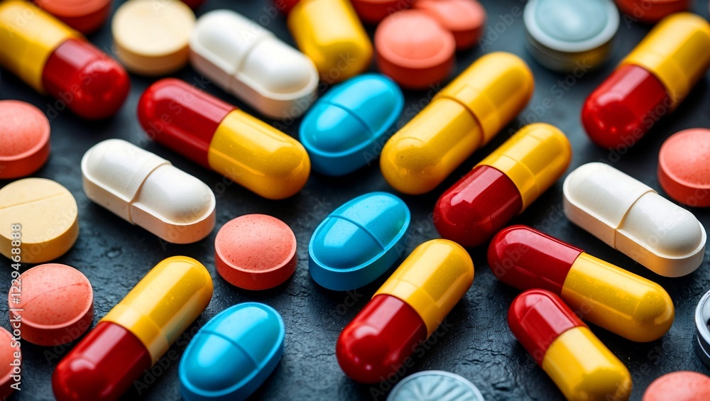 A vibrant array of pills for health concepts A vibrant array of pills for health concepts