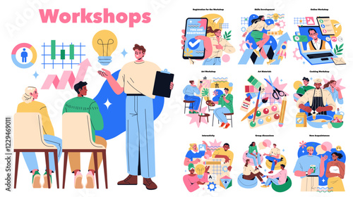 Workshops. Flat Vector Illustration