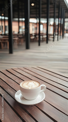 Latte Art Coffee Sits Elega...