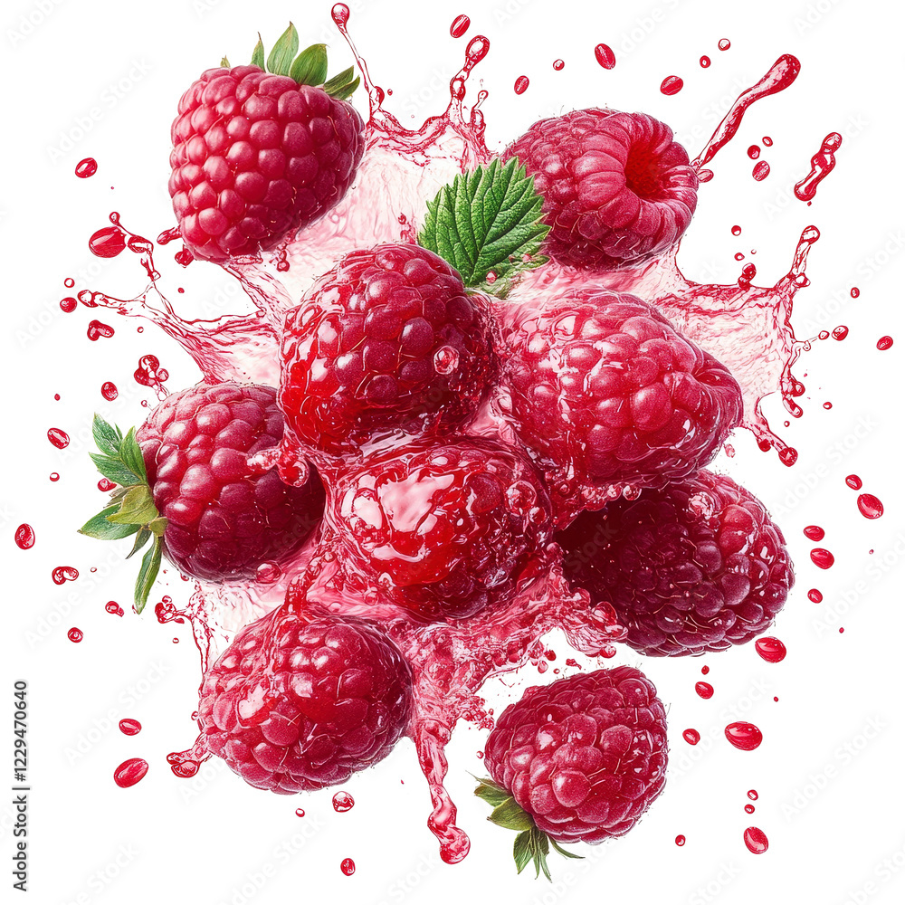 custom made wallpaper toronto digitalFresh Raspberries Splashing with Water on White Background for Culinary Delight