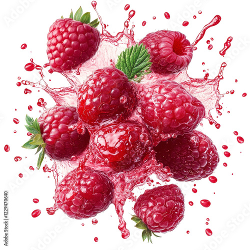 Wallpaper Mural Fresh Raspberries Splashing with Water on White Background for Culinary Delight Torontodigital.ca