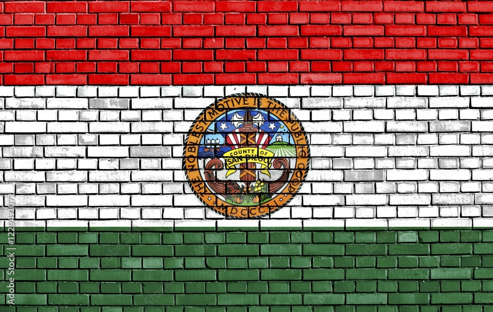 Flag of San Diego County painted on brick wall Flag of San Diego County painted on brick wall