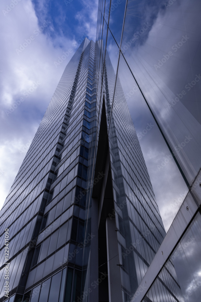 Skyscrapers architectural glass from a low angle view 