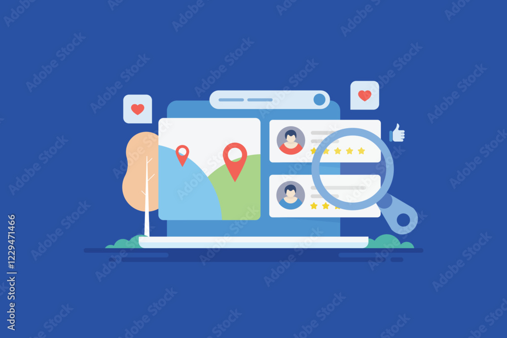 Customer Reviews for business, local SEO marketing concept. Vector banner. Customer Reviews for business, local SEO marketing concept. Vector banner.
