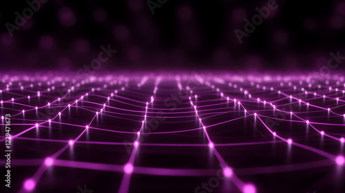 Abstract 3D Purple Grid Net...