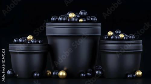 3D Render of Black Jars Fil...