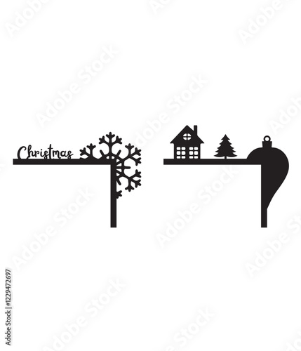 Christmas door corner laser cut design
