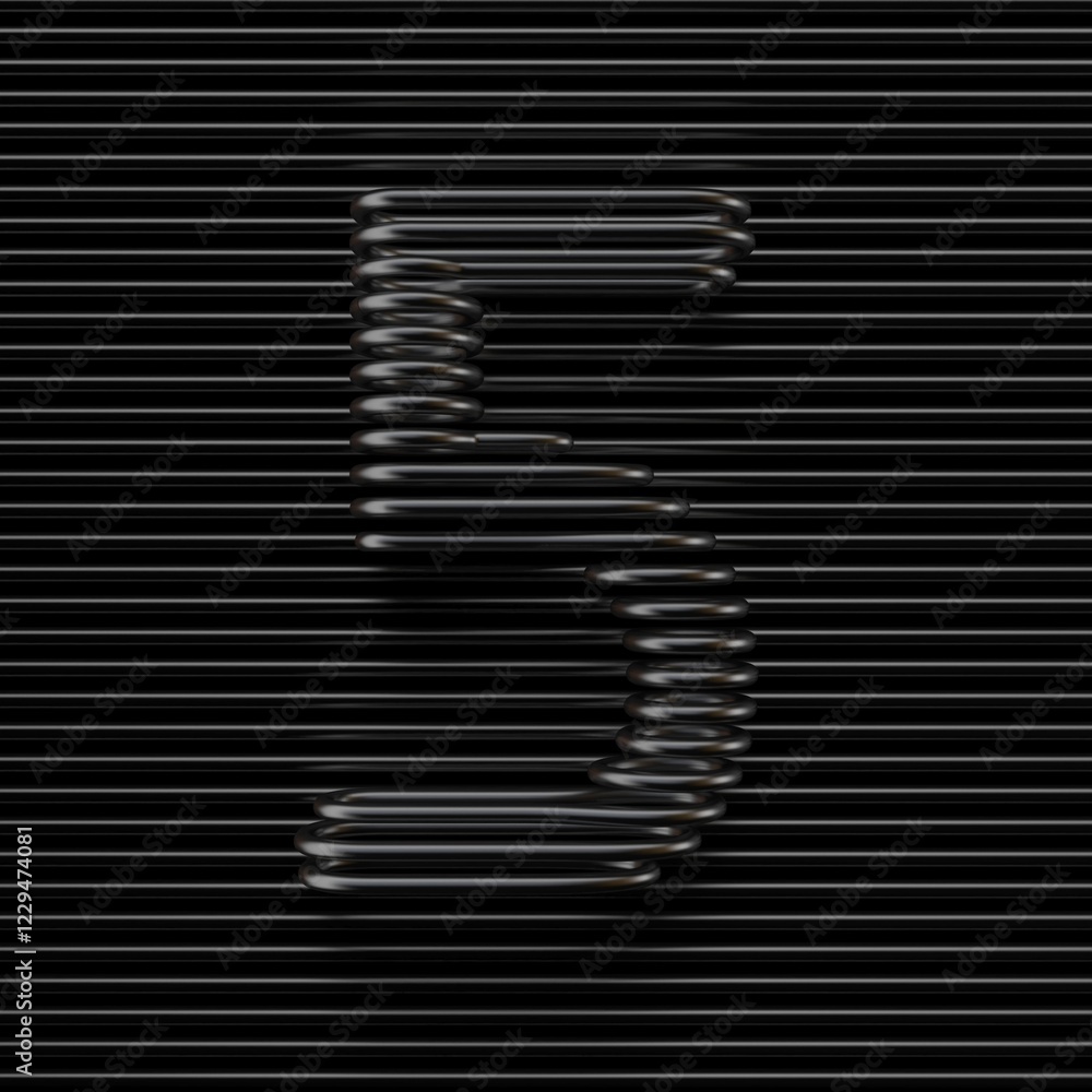 Black wire font Number 5 FIVE 3D