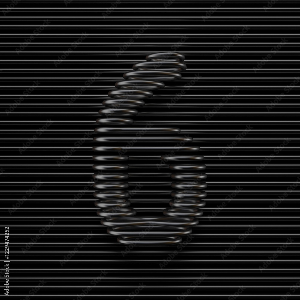 Black wire font Number 6 SIX 3D