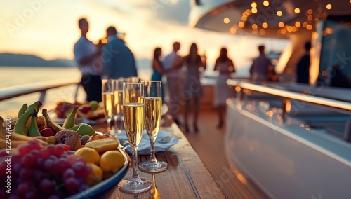 Luxury Yacht Sunset Party: Champagne, Fruit, and Celebration