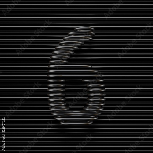 Obraz na płótnie Black wire font Number 6 SIX 3D w salonie