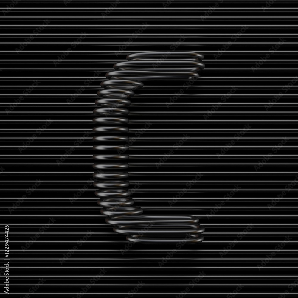 Black wire font Letter C 3D