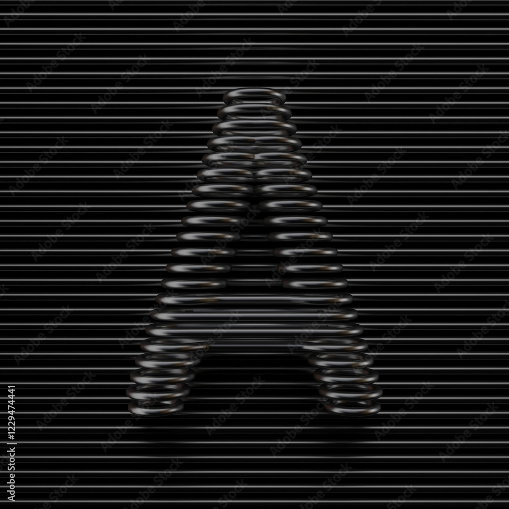 Black wire font Letter A 3D