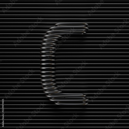 Obraz na płótnie Black wire font Letter C 3D w salonie