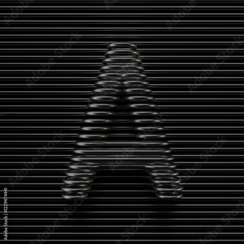 Black wire font Letter A 3D