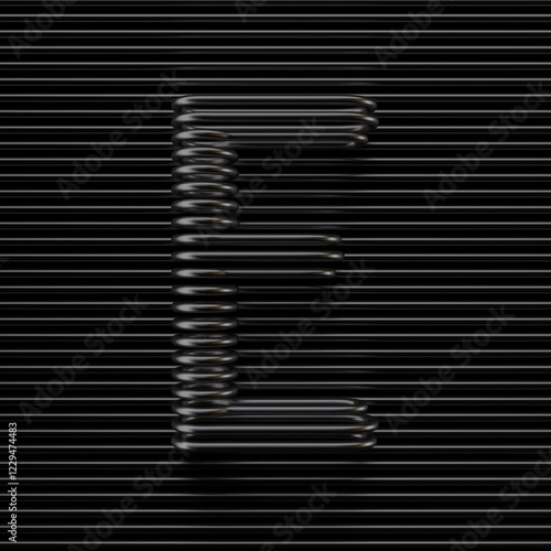 Black wire font Letter E 3D