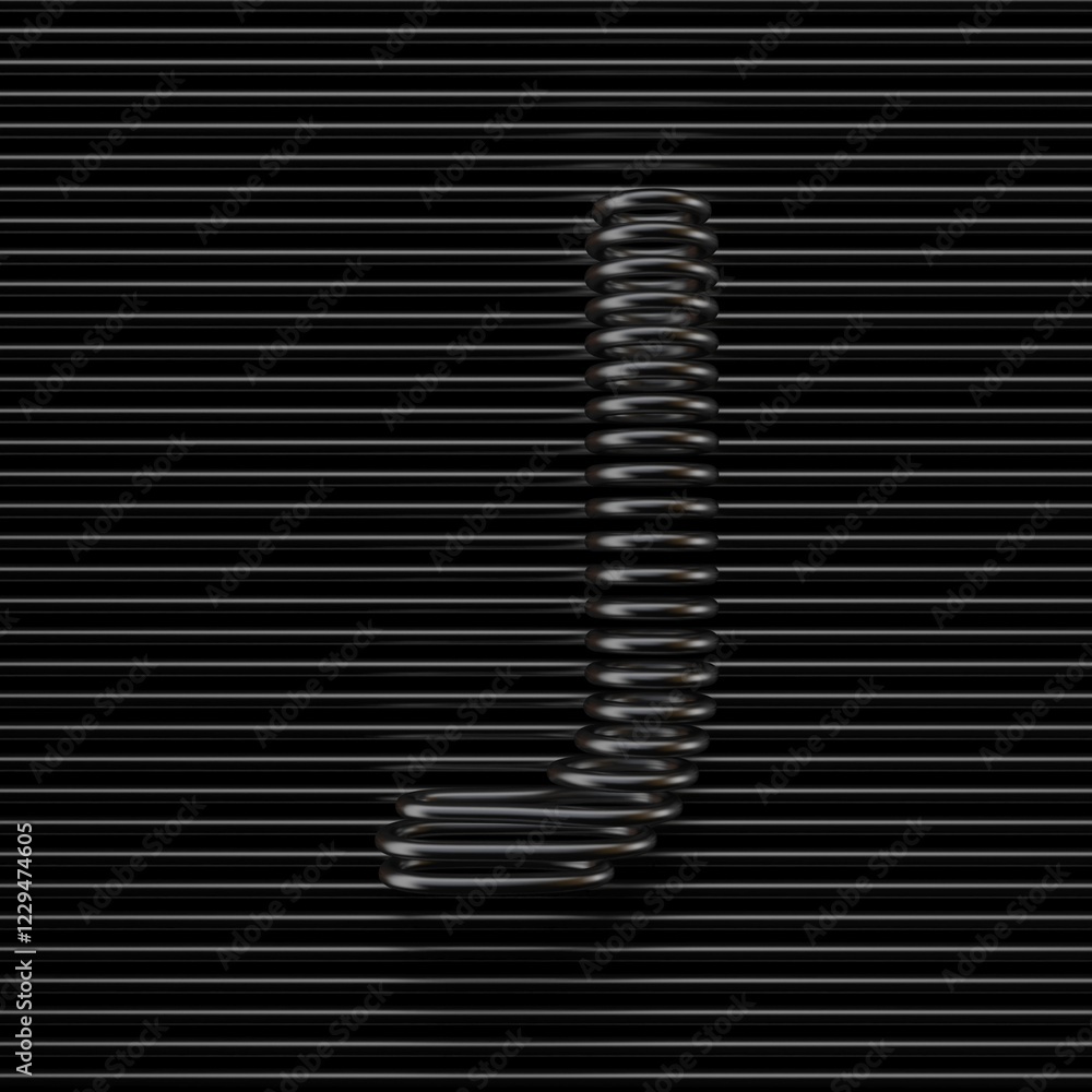 Black wire font Letter J 3D
