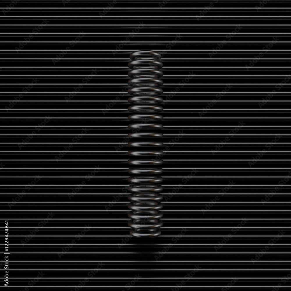 Black wire font Letter I 3D