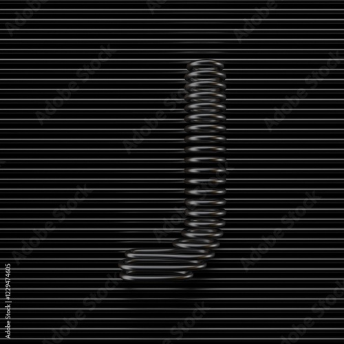 Black wire font Letter J 3D