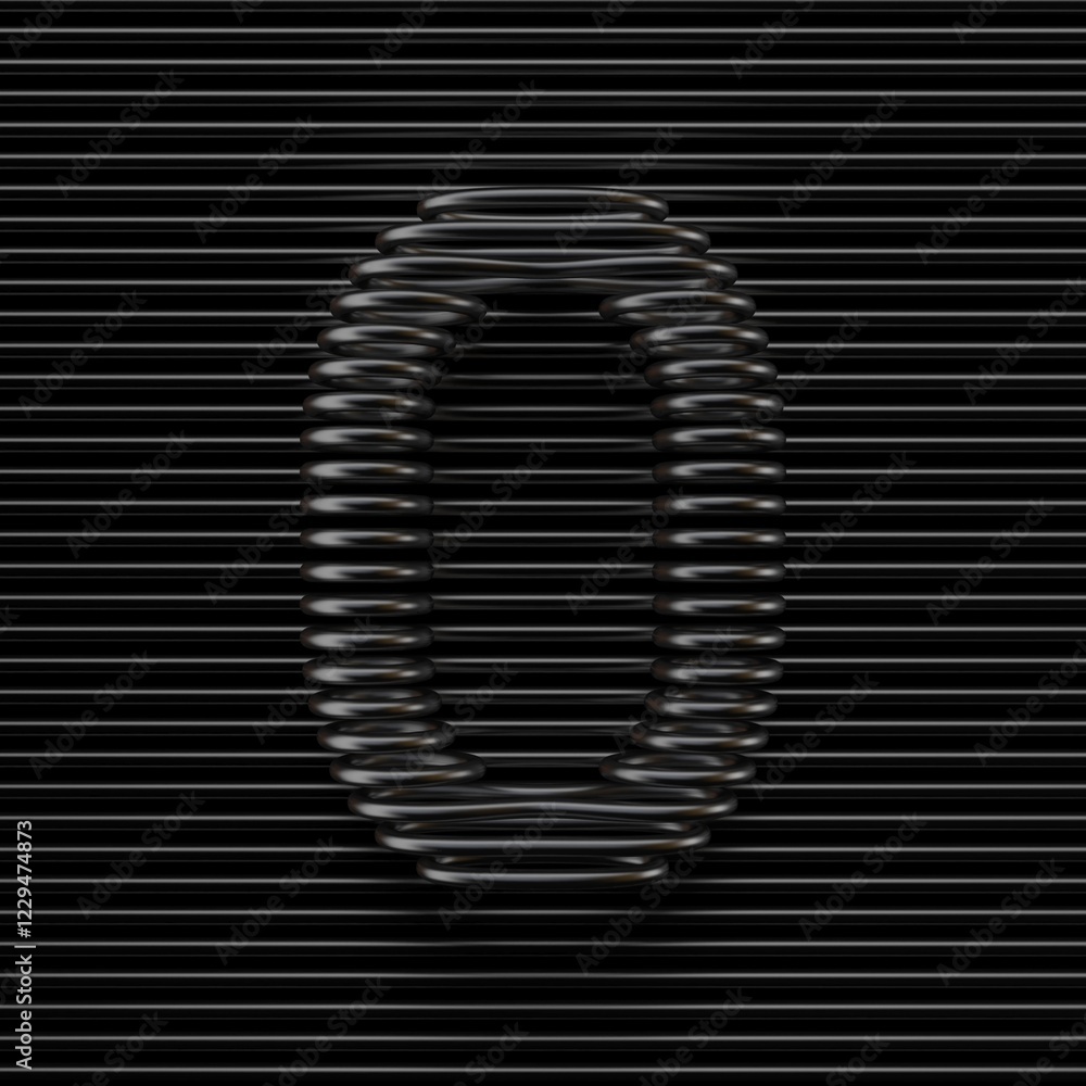 Black wire font Letter O 3D