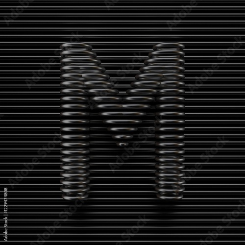 Obraz na płótnie Black wire font Letter M 3D w salonie