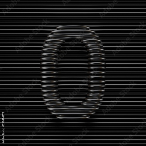 Black wire font Letter O 3D