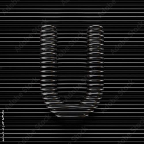 Obraz na płótnie Black wire font Letter U 3D w salonie