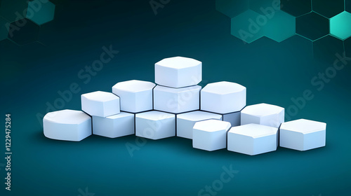 3D White Hexagonal Blocks S...