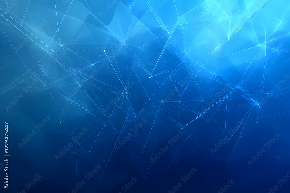 Fototapeta premium Abstract Blue Background Creates a Network of Interconnected Lines and Nodes Dynamically.
